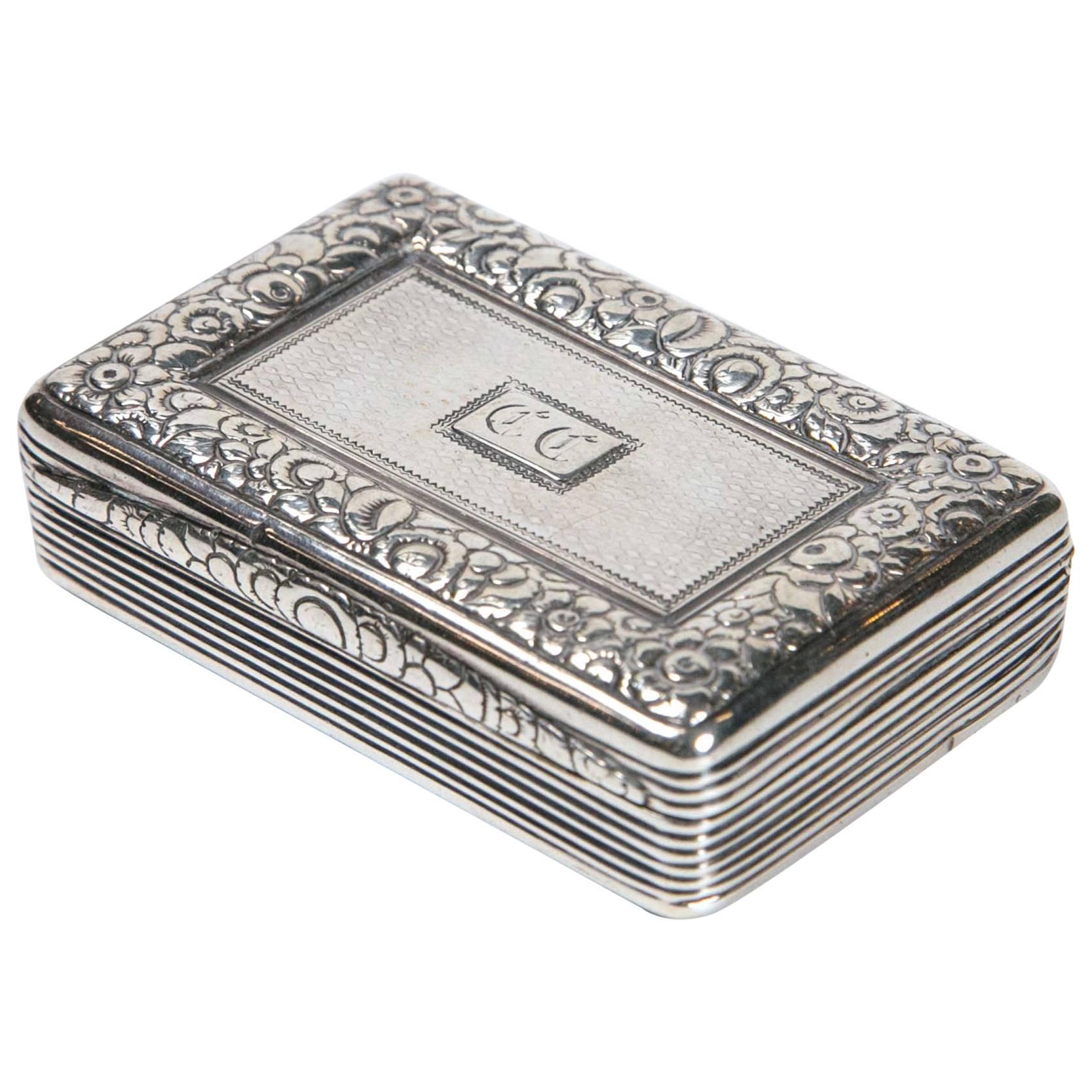 Sterling Silver Snuff Box by Thomas Ellis, circa 1824, English