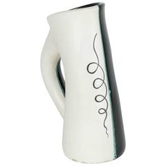 Vallauris Ceramic Pitcher Black and White by Charles René Neveux, 1950s 9