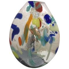 Murano Sculptural Mirrored Silver Colored Vase Signed by Davide Donà