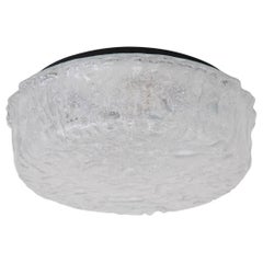 Very Large Textured Ice Glass Flush Mount or Sconce by Glashütte Limburg