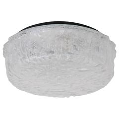 Very Large Textured Ice Glass Flush Mount or Sconce by Glashütte Limburg 2