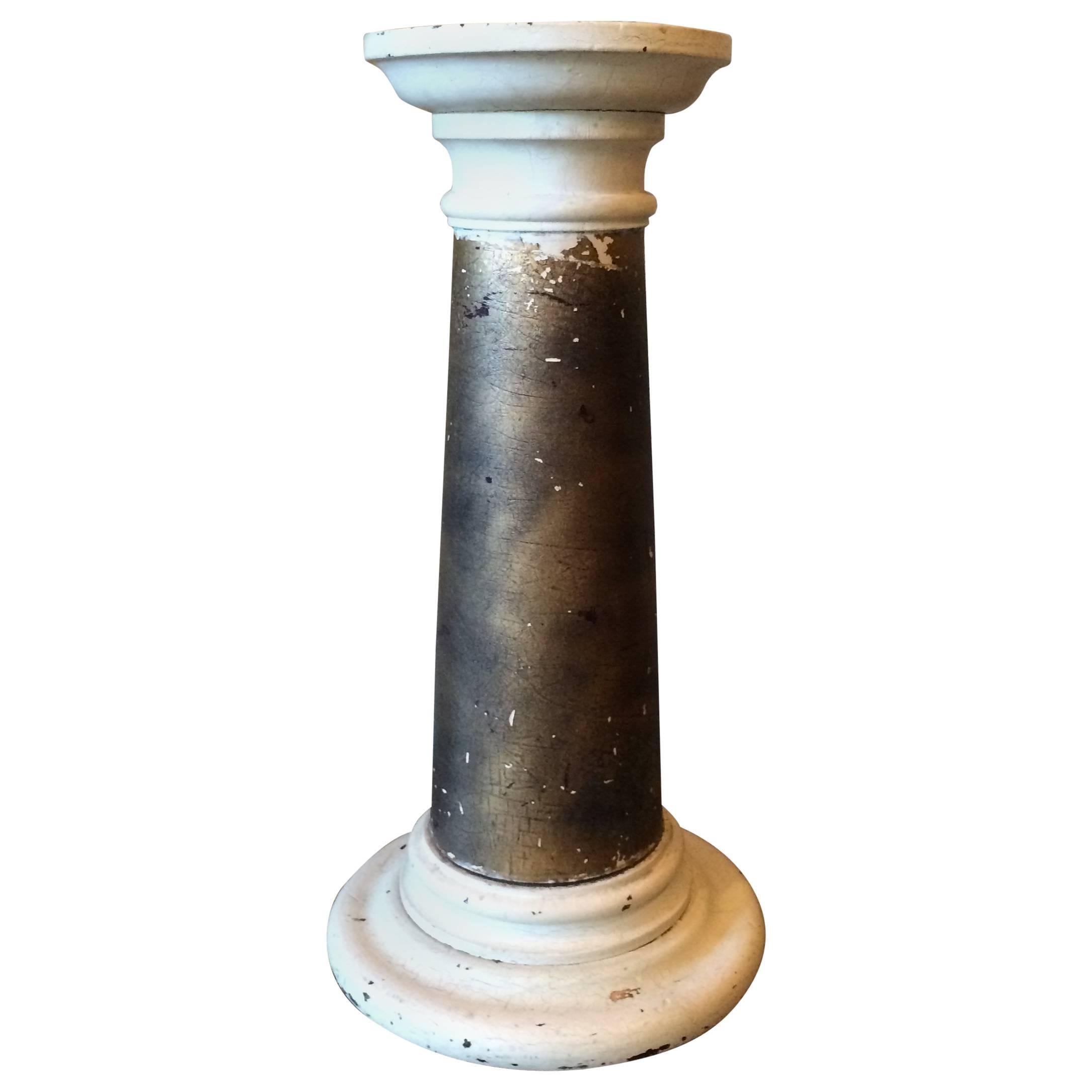 Decorative Painted Turned Wood Pedestal or Plant Stand