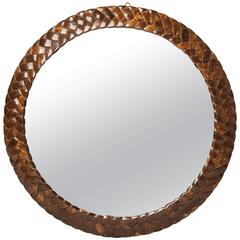 Vintage Unusual Mirror Framed in Coconut