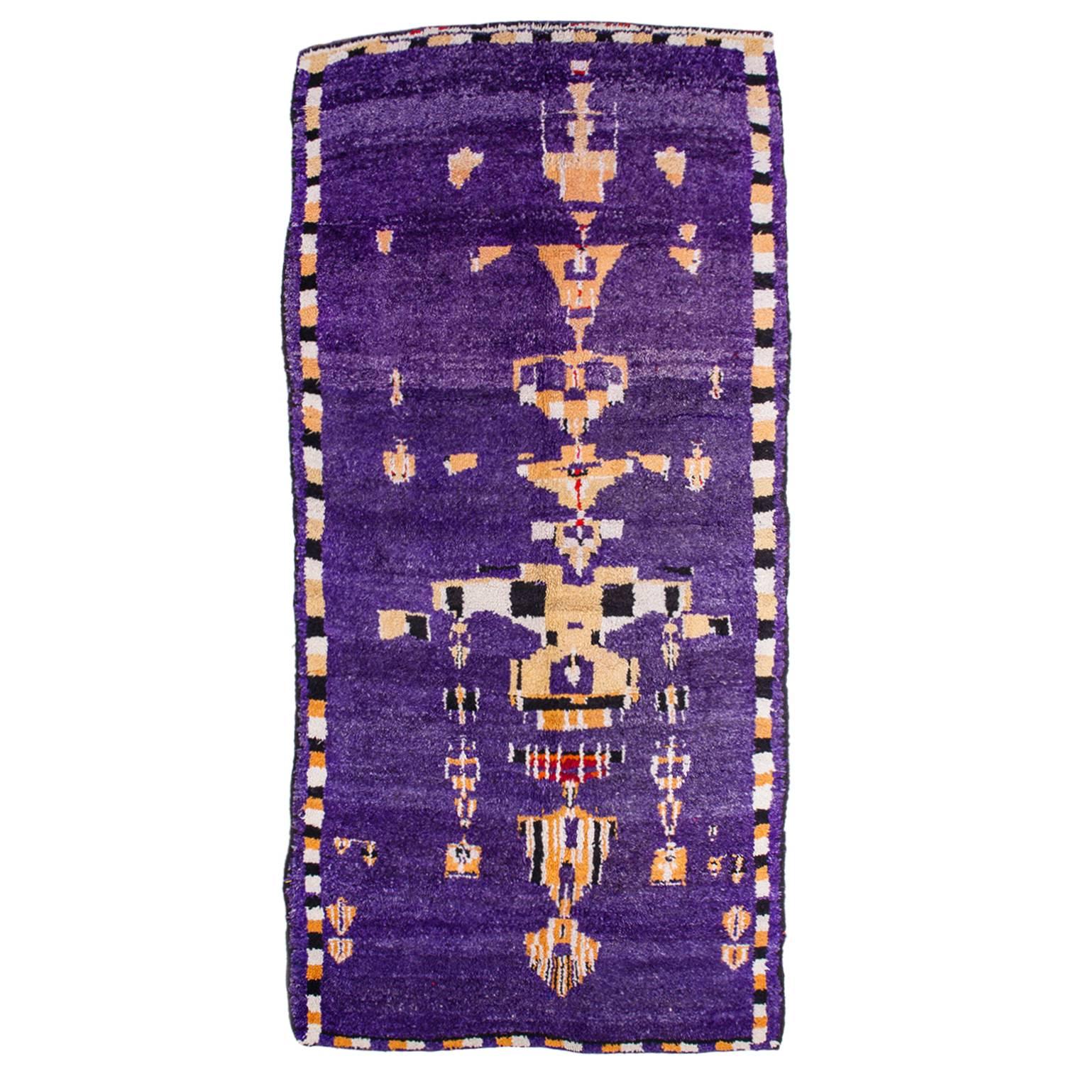 "Chandelier" Design for this Moroccan Purple Vintage Carpet For Sale