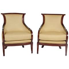 Pair of Louis Philippe Mahogany Bergeres 1