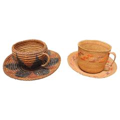 Pair of American Indian Basketry Cup and Saucers from the Northwest Coast 6