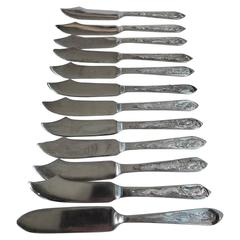 Set of 12 Chinese Export Silver Butter Knives