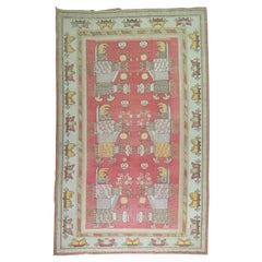 Large Antique Khotan Flower Vase Rug