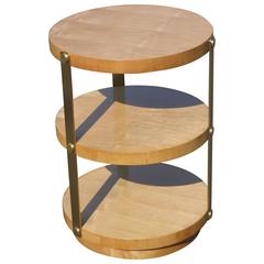 Donald Deskey Inspired Round Art Deco Side Table with Brass Arms
