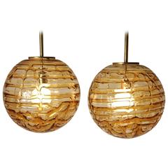 Pair of Thick Massive Pendant from Doria Leuchten, 1970s , Germany 7