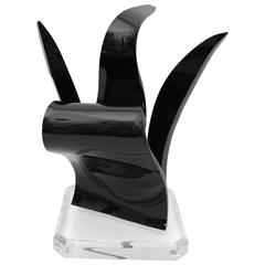 Van Teal Style Black and Clear Lucite Sculpture