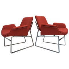 Restored 'Double Shell' Lounge Chairs by Illum Wikkelsø for Arflex, Italy, 1960