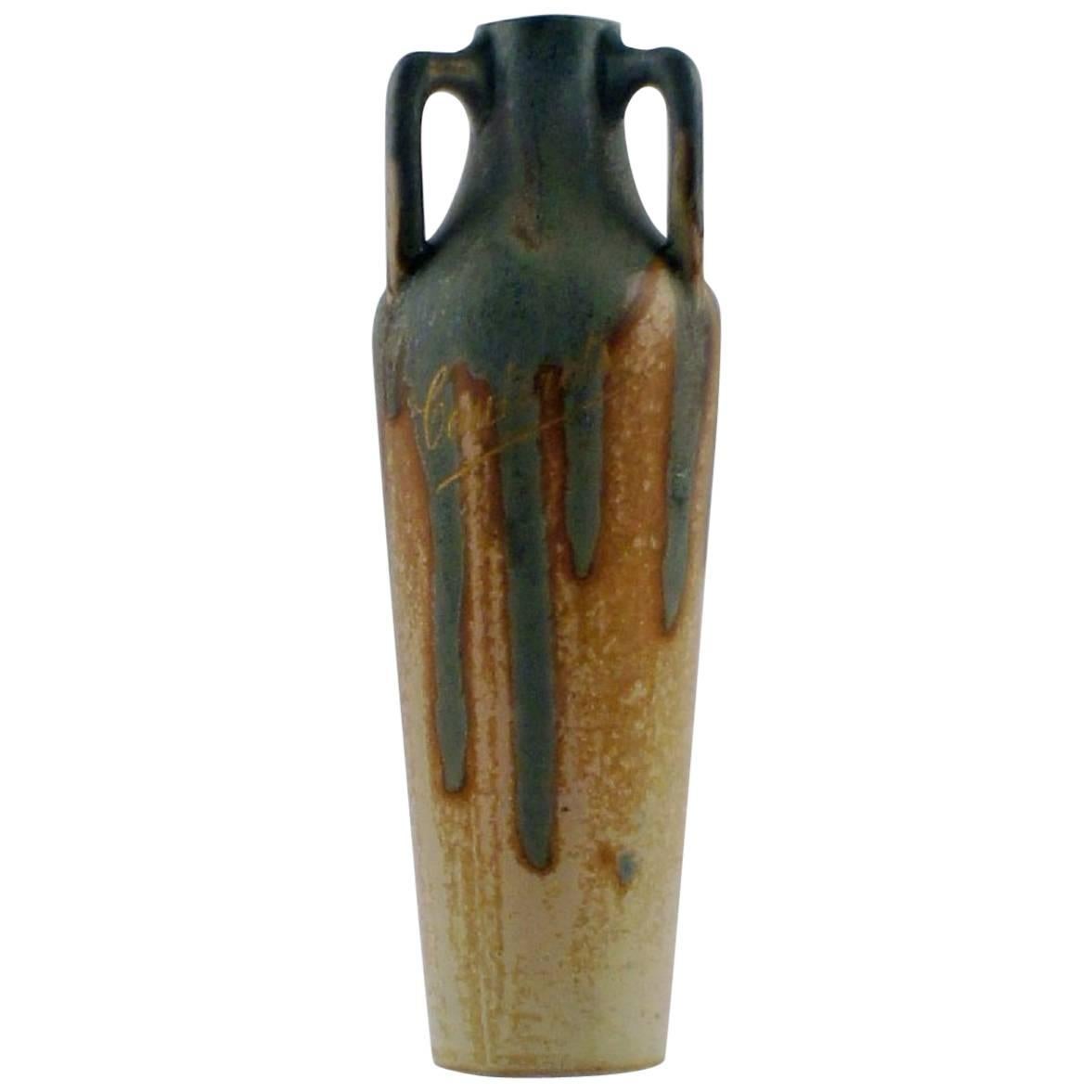 Vase en céramique française, Cauterets, vase conique, France, vers 1910