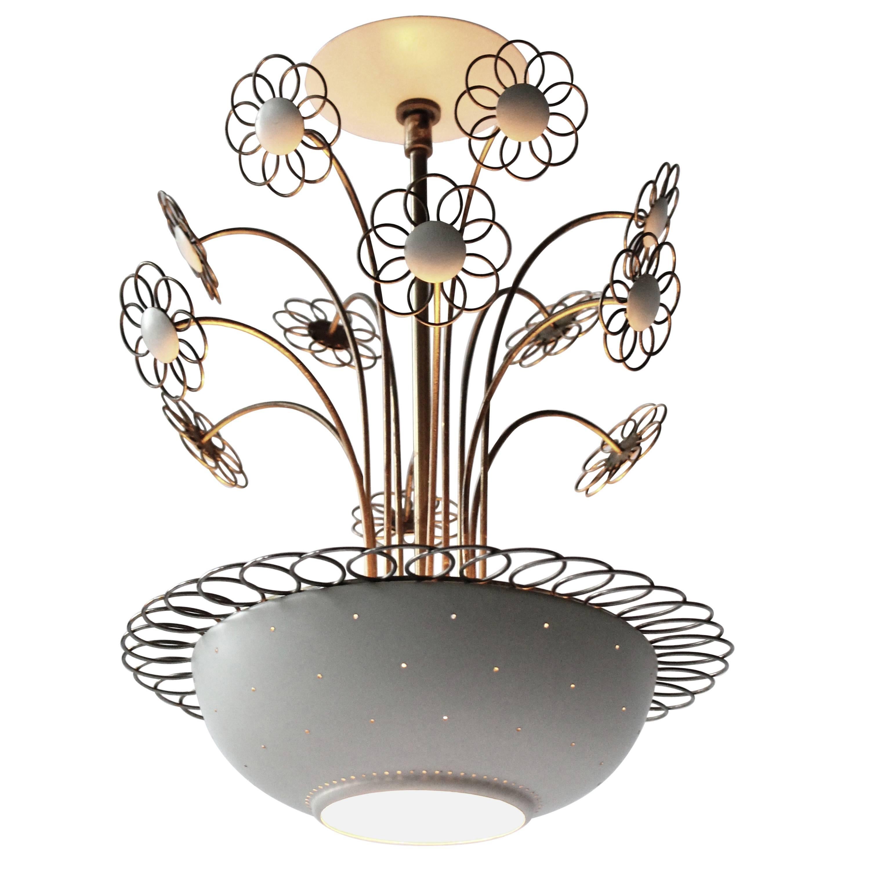 Lightolier Chandelier in the Style of Paavo Tynel, Mid-Century Modern 1950s, USA