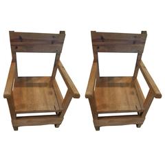 Pair of Vintage Colonial-Style Mexican Hall Chairs 3