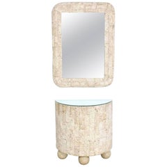 Crushed Rock Tile Console Table with Mirror