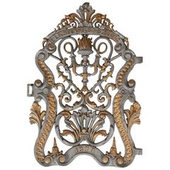 Architectural Cast Iron Gate Door from Lichtenfels and Young, Dated 1877