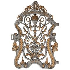 Architectural Cast Iron Gate Door from Lichtenfels and Young, Dated 1877