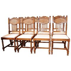 Retro Set of Eight Barley Twist Dining Chairs Kitchen Farmhouse Chair