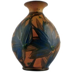 KäHler, HAK, Glazed Stoneware Vase, Beautiful Glaze in Dark Blue Shades