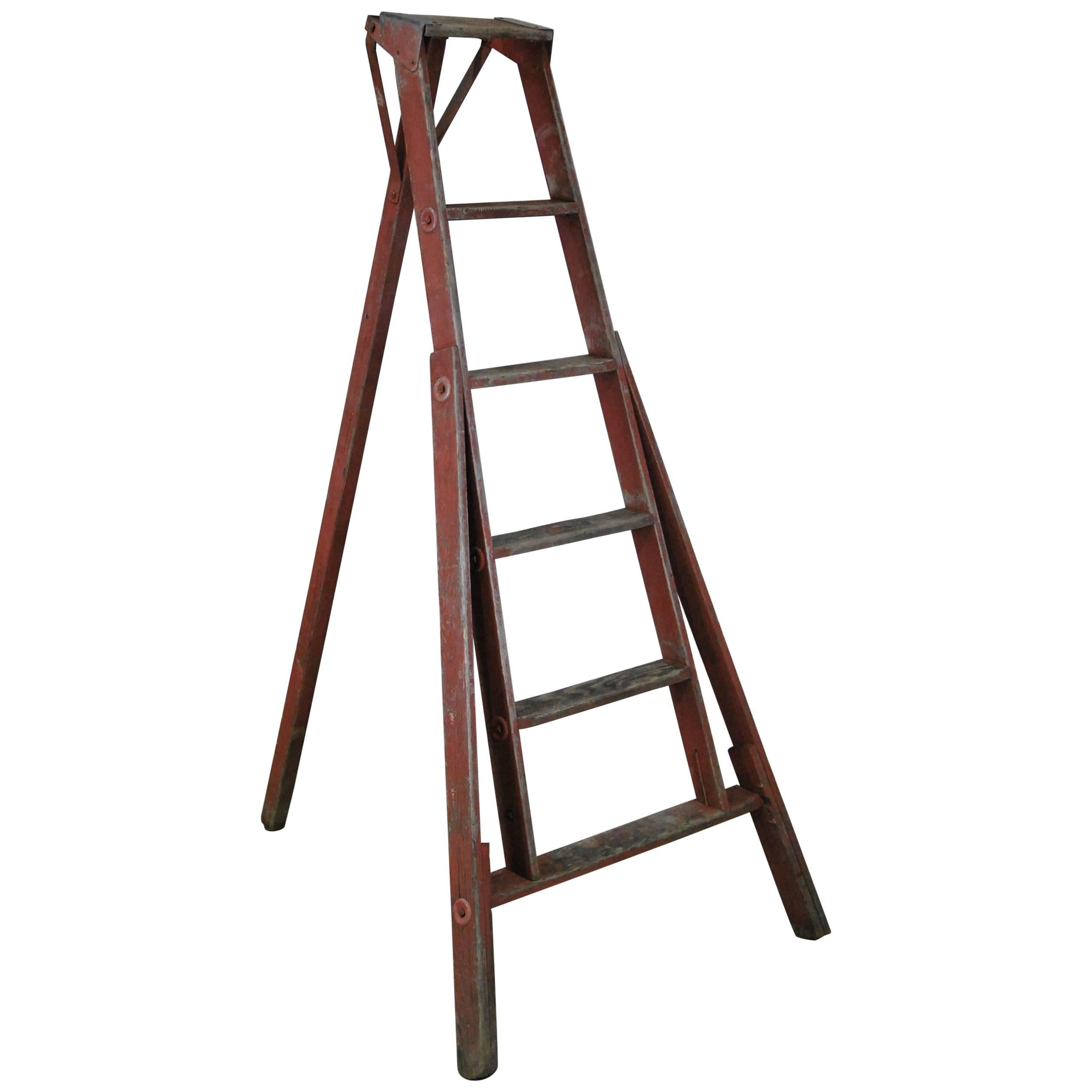 1940 Wooden Orchard Ladder in Old Paint