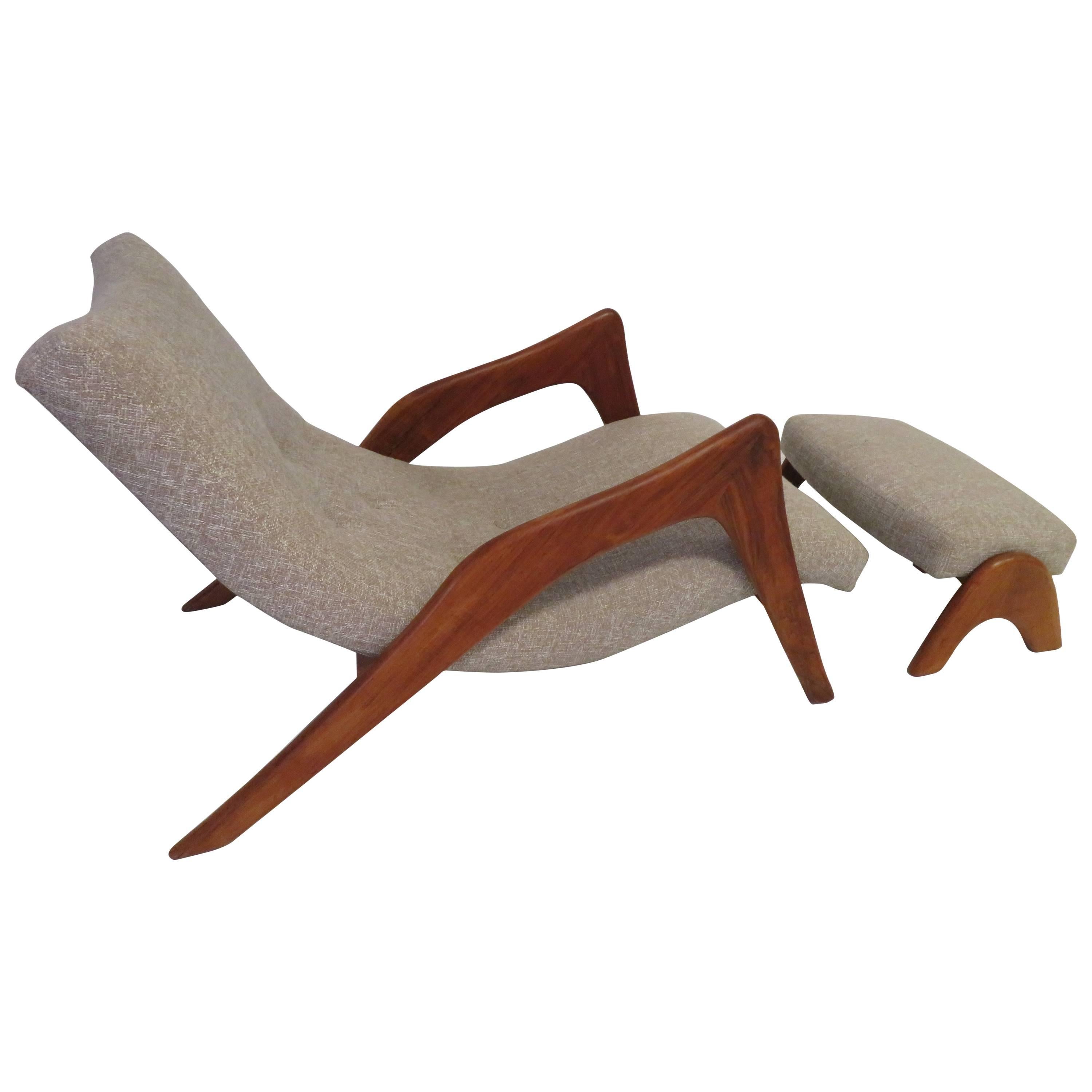 Adrian Pearsall “Grasshopper” Chaise Longue with Ottoman for Craft Associates