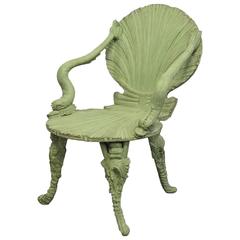 Antique Wooden Carved Grotto Armchair, circa 1880