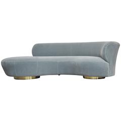 Vladimir Kagan Style Serpentine Cloud Sofa on Brass Bases