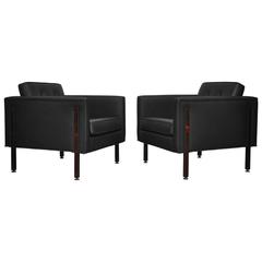 Harvey Probber Rosewood and Black Leather Club Chairs 10