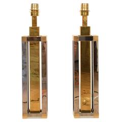 Pair of Wily Rizzo Brass and Chrome Lamps