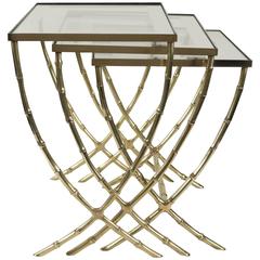 Vintage 1940s Maison Bagues Bronze Nest of Tables