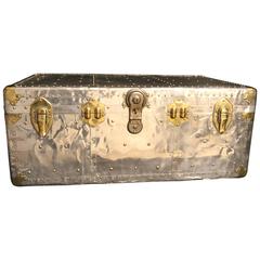 1950s Polished Aluminum Cabin Steamer Trunk 2