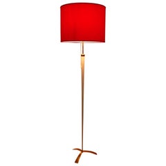 Red White Brass Vintage Mid Century Modern Floor Lamp by Kalmar, Vienna, 1950s