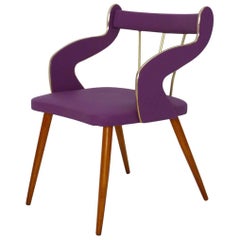 Mid-Century Modern Vivid Lilac Vintage Armchair or Side Chair Italy circa 1950