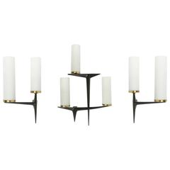 1960s Arlus Set of Three Asymmetrical Sconces