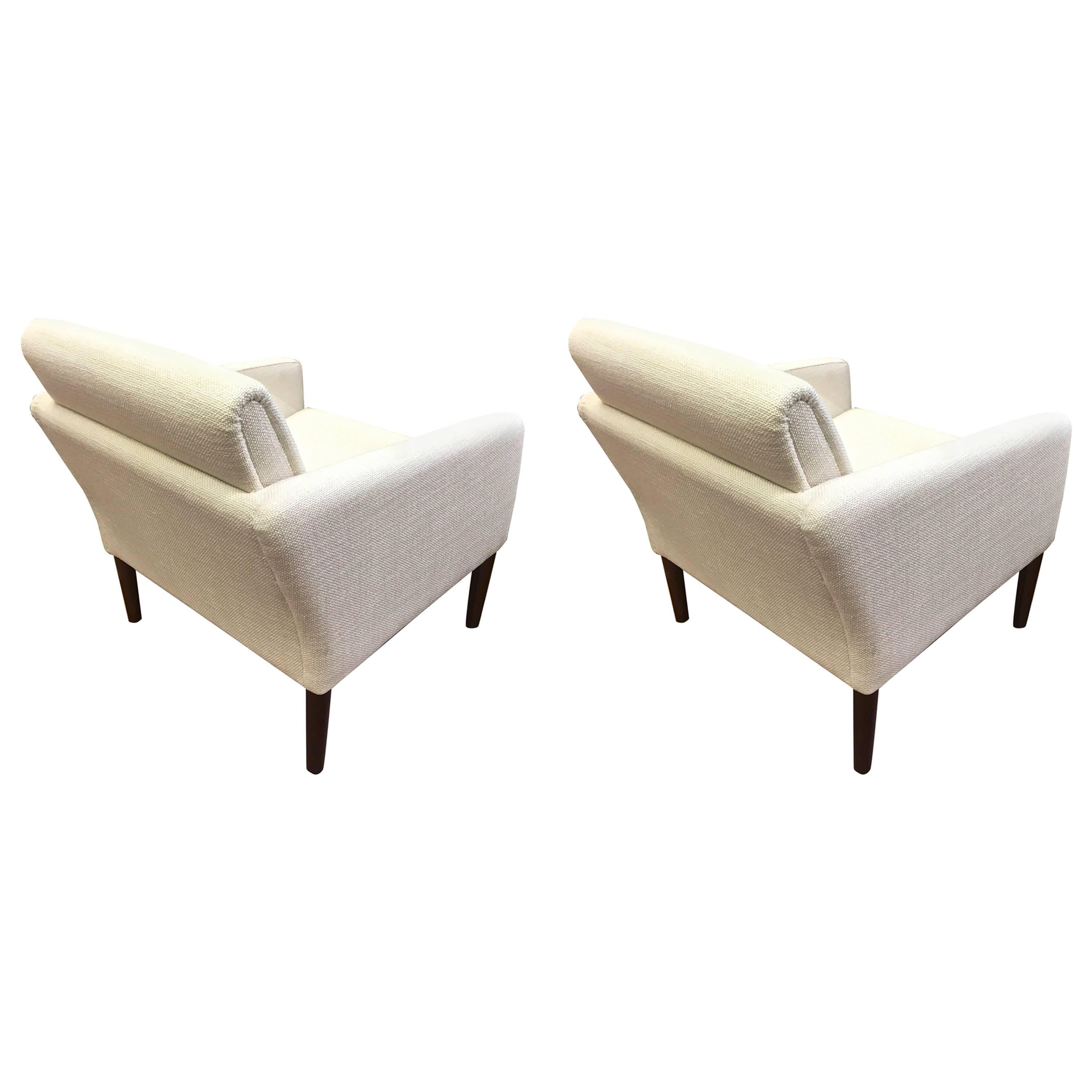 Danish Modernist Purest Design Pair of Chair Newly Covered in Canvas Cloth For Sale