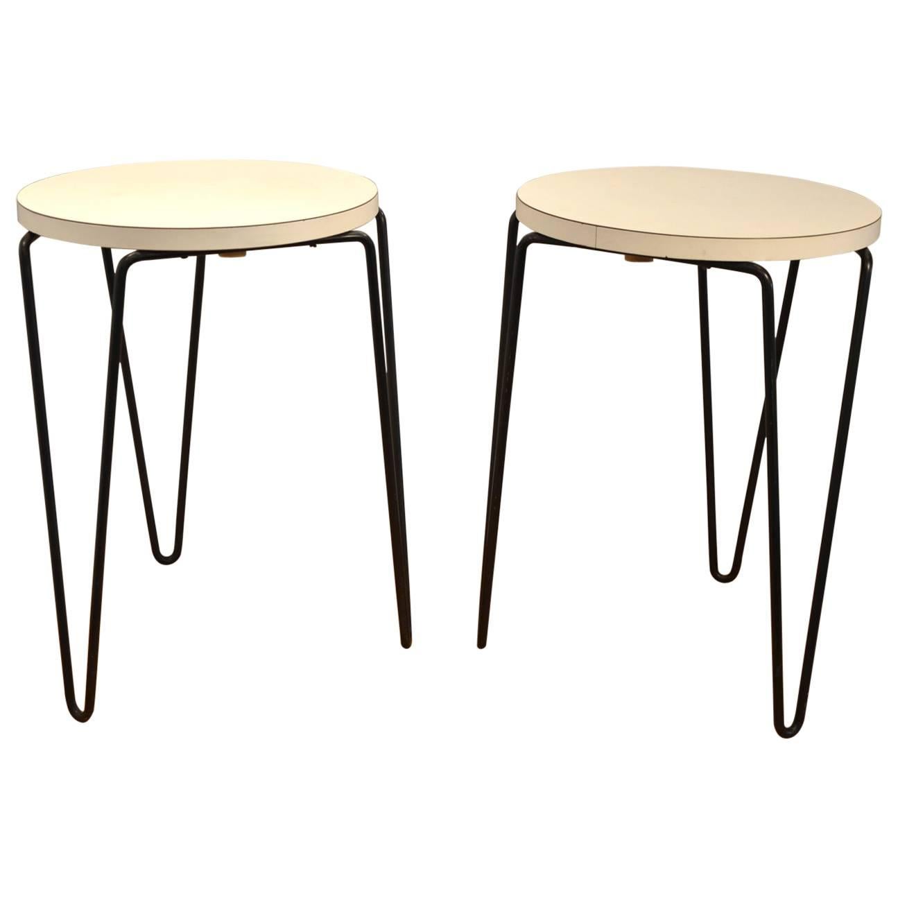 Pair of Florence Knoll N°75 Stool, circa 1950 For Sale