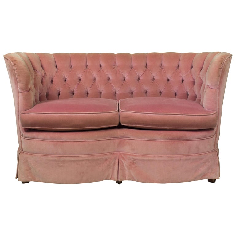 Small Pink Velvet Settee For Sale At 1stdibs