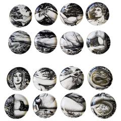 Complete Set of 16 Piero Fornasetti Adam and Eve Coasters 1