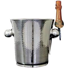 Art Deco Modernist Silver Plate Hammered Wine Cooler, Germany, circa 1935, Quist