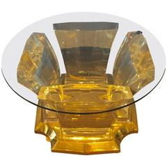 Lucite and Brass End Table by Jeffrey Bigelow