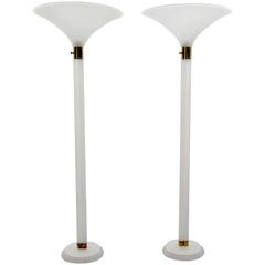 Pair of Sandblasted Lucite Torchere by Karl Springer 6