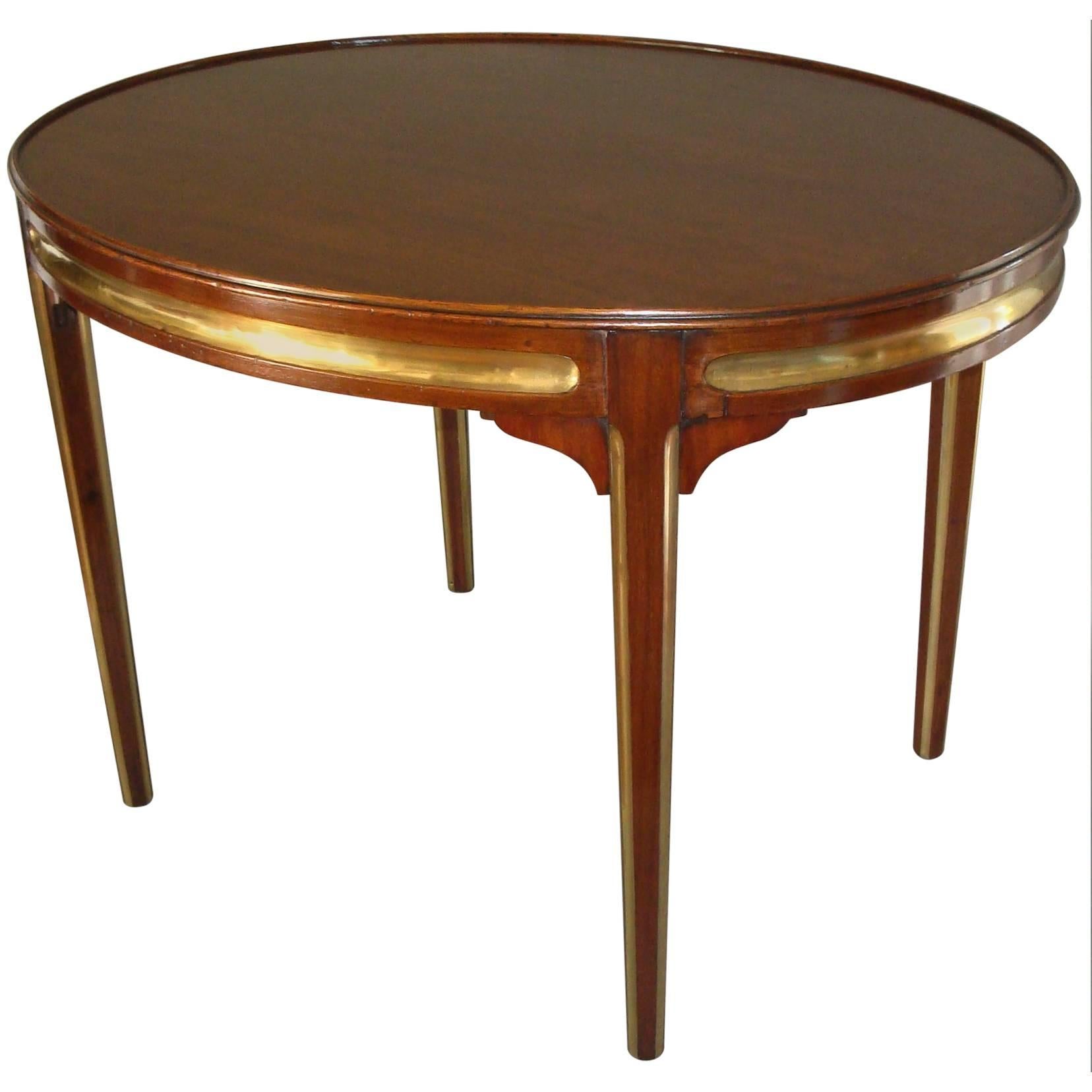 Early 20th Century Oval Mahogany and Brass Low Table For Sale