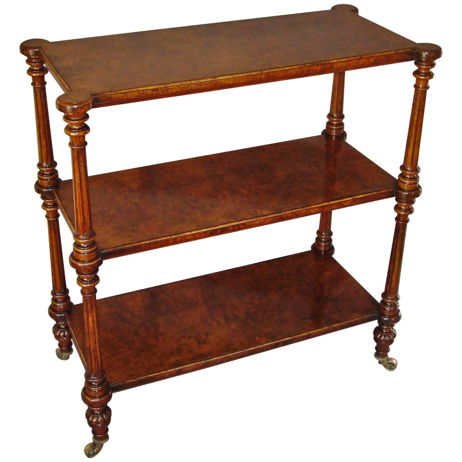 19th Century Burl Walnut Three-Tier Étagère For Sale