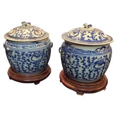 Pair of Lidded Qing Dynasty Congee Jars 11