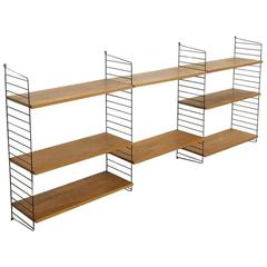 Retro Bokhyllan "The Ladders Shelf" Elm String Wall by Nisse Strinning, Sweden, 1960s