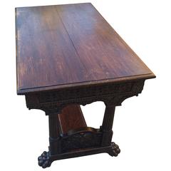 Antique Hand-Carved Wood Desk