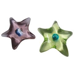 1950s Cenedese Pair of Glass Starfishes