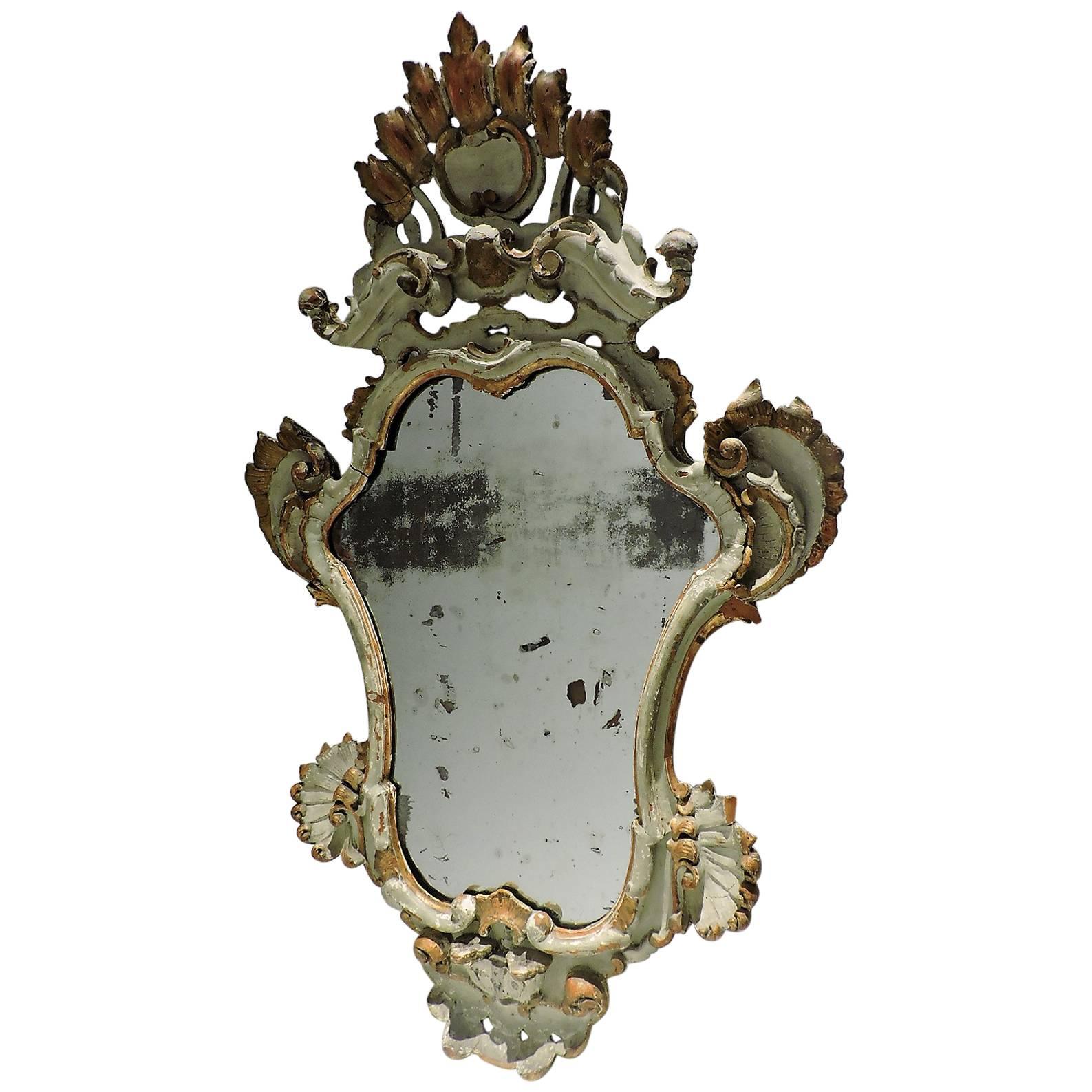  Venetian Rococo Painted & Gilded Wood Mirror