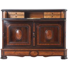 French 19th Century Inlay Drop Front Desk with Marble Top